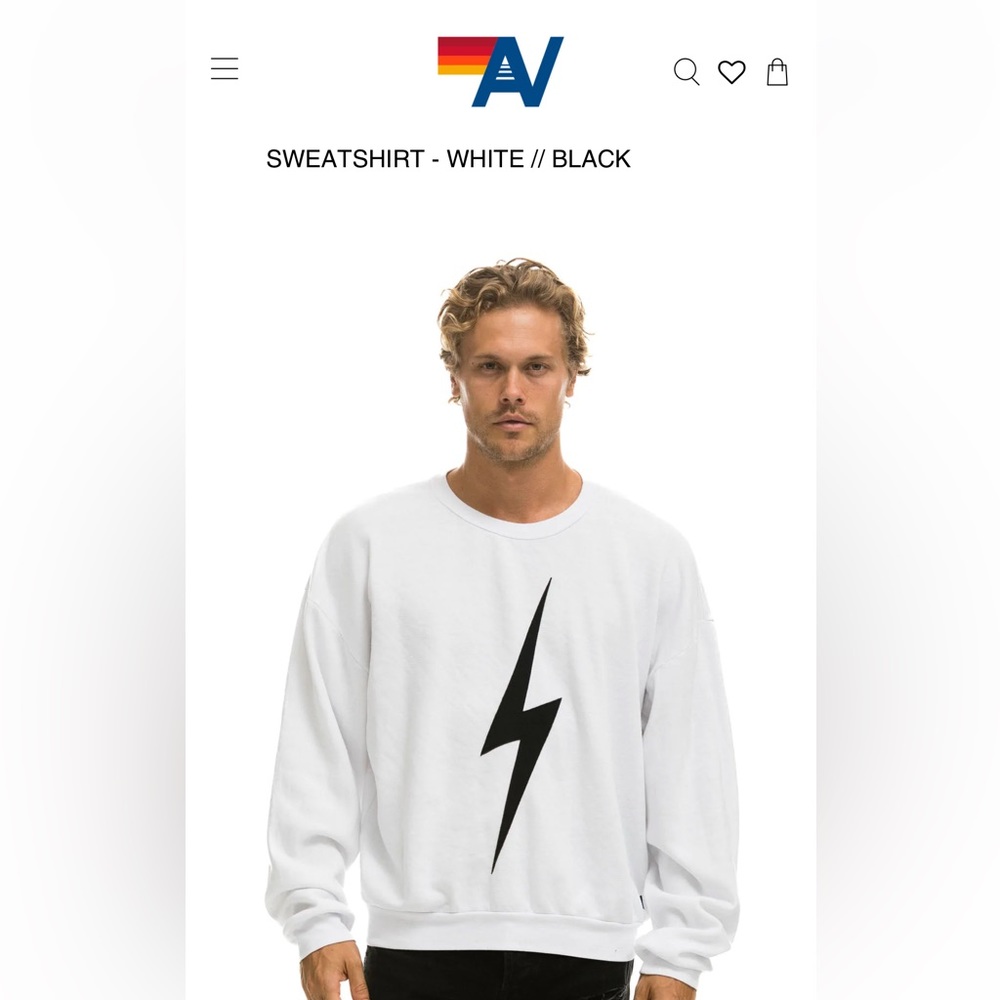 White EUC unisex xl white aviator nation sweatshirt BOLT STITCHED RELAX CREW